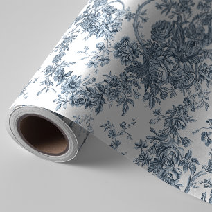 Elegante Vintage-Französische Gravur Blumen-Toile- Geschenkpapier