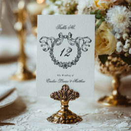 Elegante Vintage-Französische Monogramm-Girlande H Tischnummer