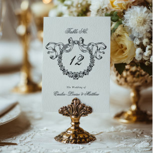 Elegante Vintage-Französische Monogramm-Girlande H Tischnummer