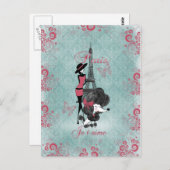 Elegante Vintage französische Postkarte (Vorne/Hinten)