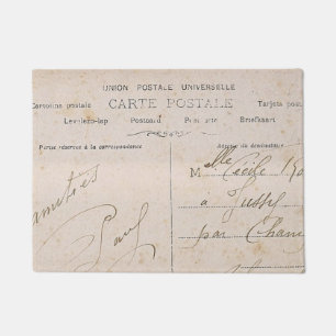 Elegante Vintage-Französische Postkarten Handschri Fußmatte