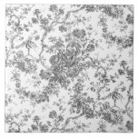 Elegante Vintage französische Stickereitoilette<br><div class="desc">Elegantes und verziertes Vintages Jouy-Muster mit exotischen Blume,  Weinreben und Blättern,  verwoben mit Garland und Körben von Rose. Dieses Muster wurde um 1910 in der Smithsonian-Sammlung aus einem historischen französischen Textilfragment adaptiert. Muster sind hoch,  können aber nicht gekachelt werden.</div>
