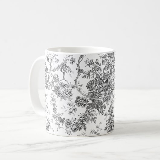 Elegante Vintage französische Stickereitoilette Kaffeetasse (Vorderseite Links)