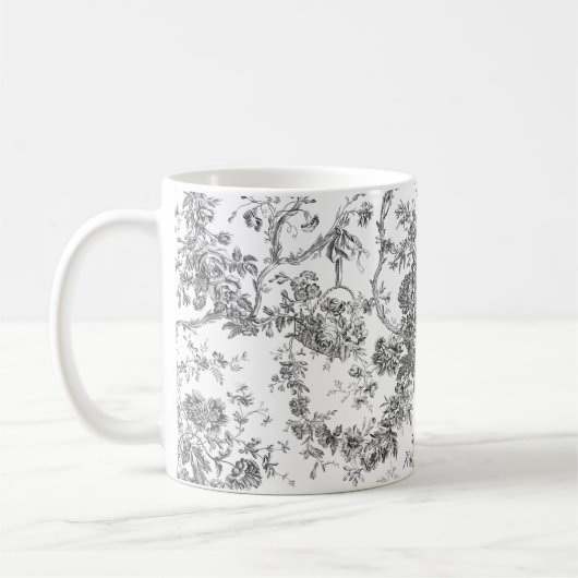 Elegante Vintage französische Stickereitoilette Kaffeetasse (Links)