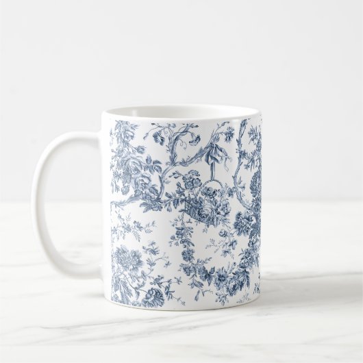 Elegante Vintage französische Stickereitoilette Kaffeetasse (Links)