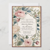 Elegante Vintage Französische Wine Wedding Einladung (Vorderseite)