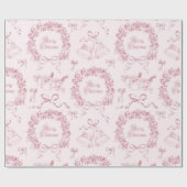Elegante Vintage frohe Weihnachtsbäume Rosa Toile Geschenkpapier (Flach)