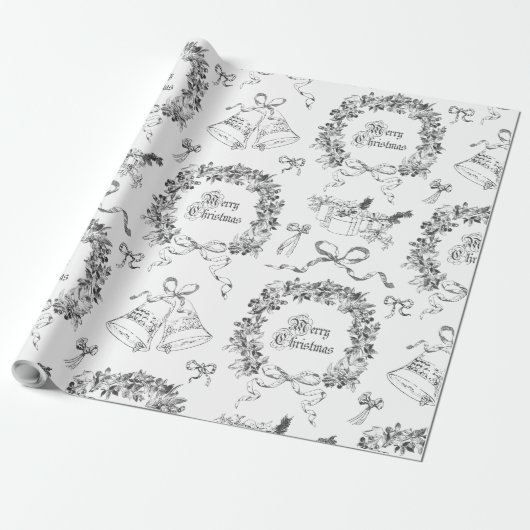Elegante Vintage Frohe Weihnachtskranztoile Geschenkpapier (Ungerollt)