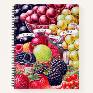 Elegante Vintage Fruchtfamilien Rezepte Notizblock