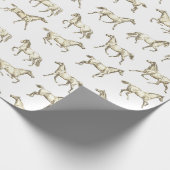 Elegante Vintage Galloping Pferde Beige Toile Geschenkpapier (Ecke)