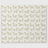 Elegante Vintage Galloping Pferde Beige Toile Geschenkpapier (Flach)