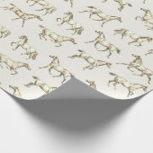 Elegante Vintage Galloping Pferde Beige Toile Geschenkpapier (Ecke)
