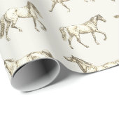 Elegante Vintage Galloping Pferde Beige Toile Geschenkpapier (Rolleneckpunkt)