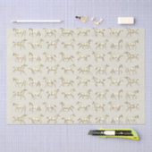 Elegante Vintage Galloping Pferde Beige Toile Seidenpapier (Handwerk)