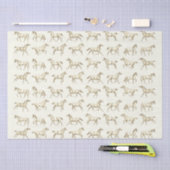 Elegante Vintage Galloping Pferde Beige Toile Seidenpapier (Handwerk)