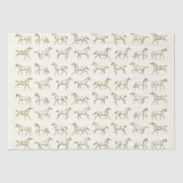 Elegante Vintage Galloping Pferde Beige Toile Seidenpapier