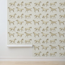 Elegante Vintage Galloping Pferde Beige Toile