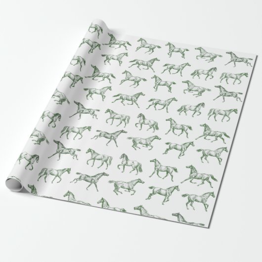 Elegante Vintage Galopp Pferde Wandern Geschenkpapier (Ungerollt)
