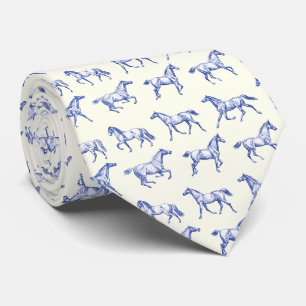 Elegante Vintage galoppierende Pferde Blue Toile Krawatte