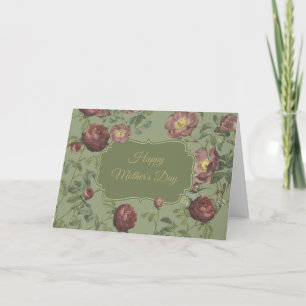 Elegante Vintage-Gartenrosen Frohen Muttertag Karte
