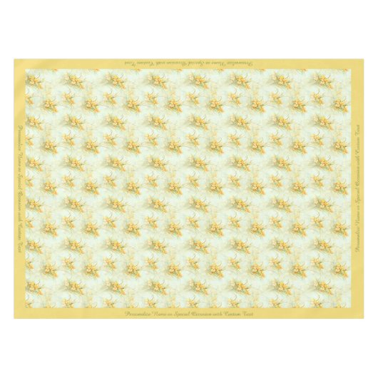 Elegante Vintage Gelbe Daffodils Blume Tischdecke (Vorderseite (Horizontal))