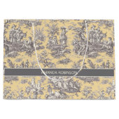 Elegante Vintage Gelbtoile de jouy Große Geschenktüte (Vorderseite)