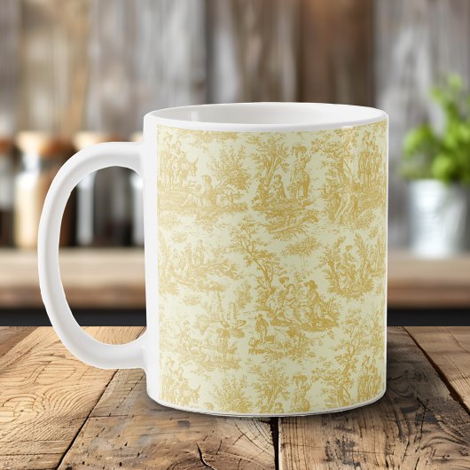 Elegante Vintage Gelbtoile de jouy Kaffeetasse