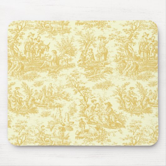 Elegante Vintage Gelbtoile de jouy Mousepad (Vorne)