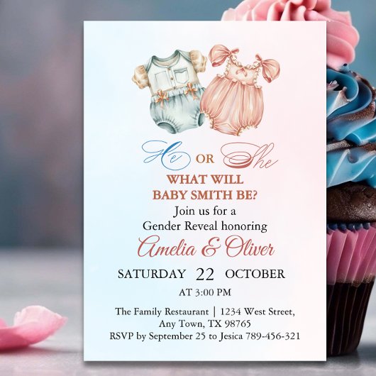 Elegante, Vintage Genderdarstellung Einladung