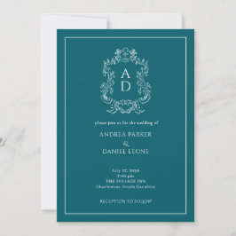 Elegante Vintage-Geschichte Blau mit Rahmen Hochze Einladung