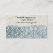 Elegante Vintage, gestörte Aquamarine Visitenkarte (Rückseite)