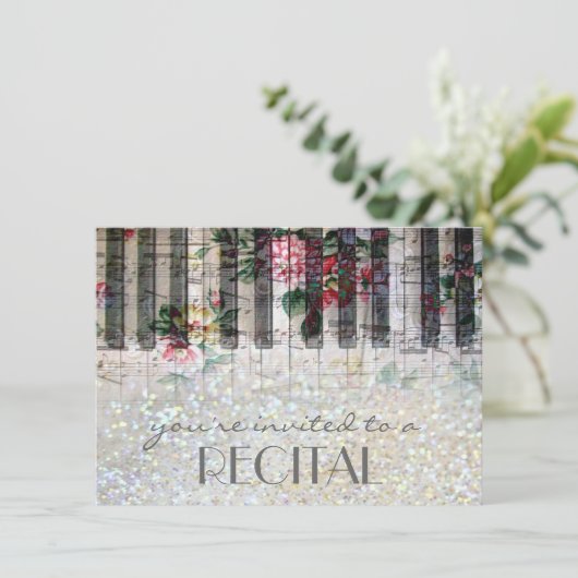 elegante Vintage Giralmusik Einladung (Stehend Vorderseite)