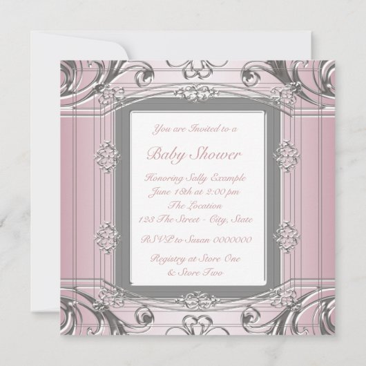 Elegante Vintage Girl Dusche Einladungen (Rückseite)