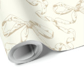 Elegante Vintage Girly Preppy Bows Beige Toile Geschenkpapier (Rolleneckpunkt)