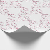 Elegante Vintage Girly Preppy Bows Pink Toile Geschenkpapier (Ecke)