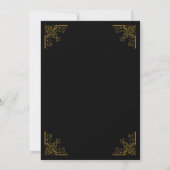 Elegante Vintage Gold Corners Script Black Wedding Einladung (Rückseite)