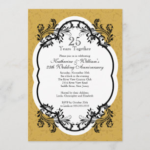 Elegante Vintage Gold Damast Hochzeitsparty Einladung