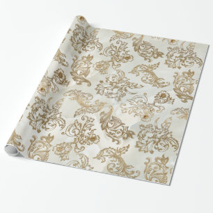 Elegante Vintage Goldcrolls auf Imitaten Marmor Geschenkpapier