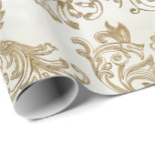 Elegante Vintage Goldcrolls auf Imitaten Marmor Geschenkpapier (Rolleneckpunkt)