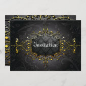 Elegante Vintage Goldeinladung Einladung (Vorne/Hinten)