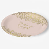 Elegante Vintage Goldene Stadt Lugano Pappteller (Schrägansicht)