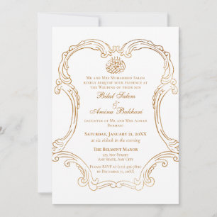 Elegante Vintage Goldrahmen-Islamische Hochzeit Einladung