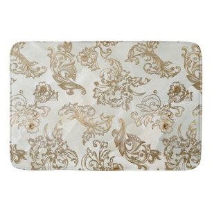 Elegante Vintage Goldrollen auf Imitat-Marmor Badematte