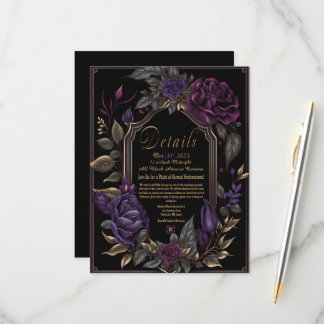 Elegante Vintage Gothic Moody Floral Details Card RSVP Karte