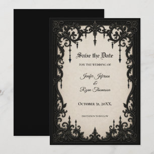 Elegante Vintage Gothic Save-the-Date-Hochzeitsein Einladung