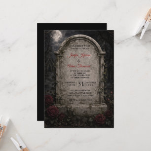 Elegante Vintage-Gotik-Hochzeit Halloween Einladung
