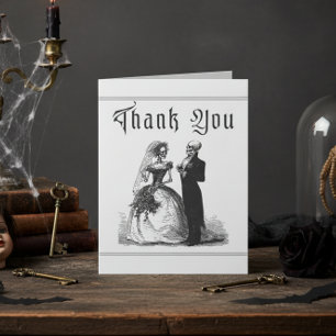 Elegante Vintage-Gotik-Schwarze-Toile-Brautpaar-Ho Dankeskarte