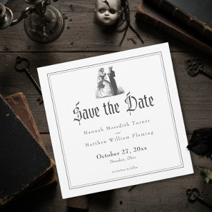 Elegante Vintage-Gotik Schwarze Toile Hochzeit Save The Date