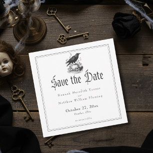 Elegante Vintage-Gotik-Schwarze Toile-Raben-Hochze Save The Date