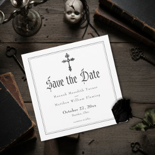 Elegante Vintage-Gotisch-Schwarze Toile-Kreuz-Hoch Save The Date